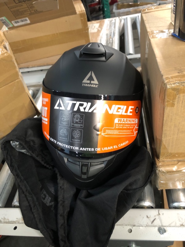 Photo 2 of **NEW** TRIANGLE Lightweight Full Face Motorcycle Street Bike Helmets with Extra Clear Visor DOT Approved (Small, Matte Black) Small Matte Black