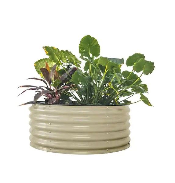 Photo 1 of 17 in. Tall x 42 in. Round Modern Gray Metal Raised Garden Bed Kit
