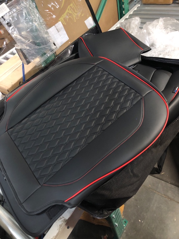 Photo 2 of Truck Seat Covers Dodge Ram 1500, Full Coverage Leather Car Seat Protector Luxury Interior for 2002-2022 Ram Red/black