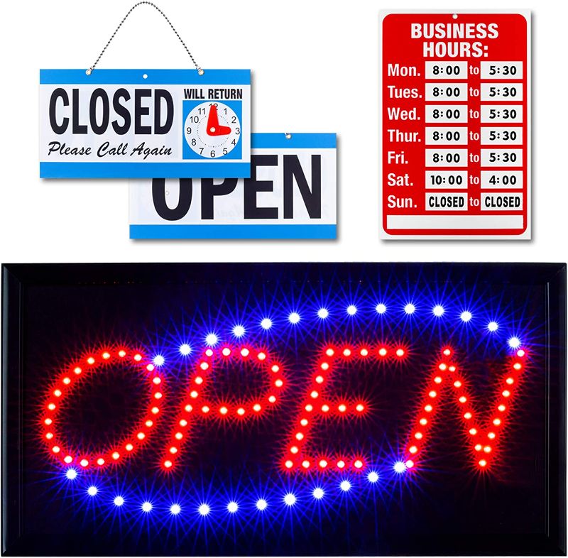 Photo 1 of Ultima LED Neon Open Sign for Business: Lighted Sign Open with Flashing Mode –