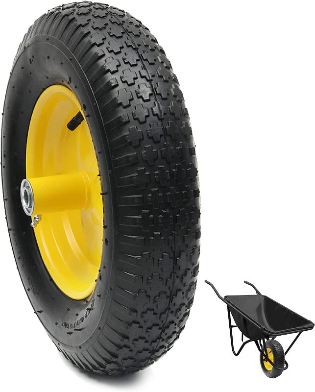 Photo 1 of (2-PACK) 4.80/4.00-8" Tire and Wheel - Universal Fit 16" Flat Free Solid Wheelbarrow Tires