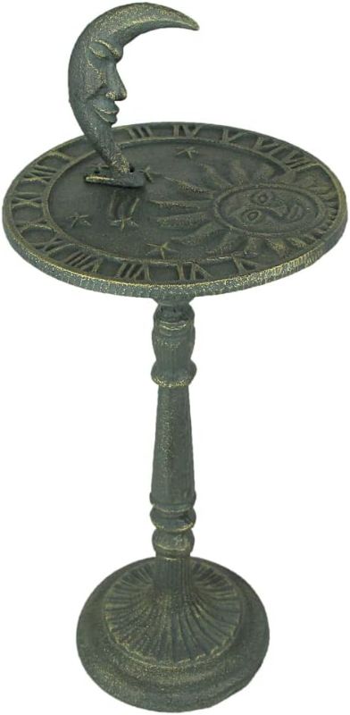 Photo 1 of ***SEE NOTES*** Zeckos 23in Verdigris Cast Iron Celestial Sundial Decorative Garden Pedestal Sun Clock Outdoor Décor