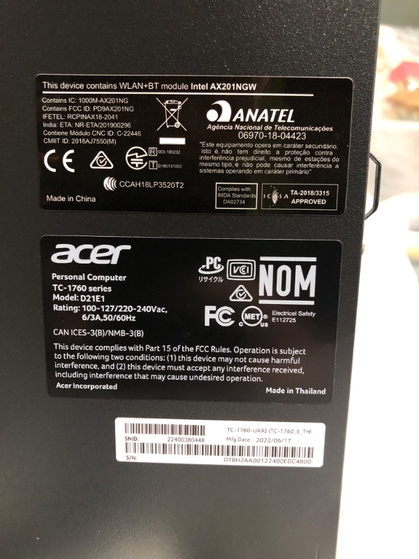 Photo 6 of ***SEE NOTES*** Acer Aspire TC-1760-UA92 Tower, 12th Gen Intel Core i5-12400, 12GB DDR4, 512GB SSD, 8X DVD, Wi-Fi 6 AX201, Bluetooth 5.2, Win 11 Home CB272 bmiprx 27" FHD IPS, 75Hz Refresh, ErgoStand i5-12400 Monitor Bundle