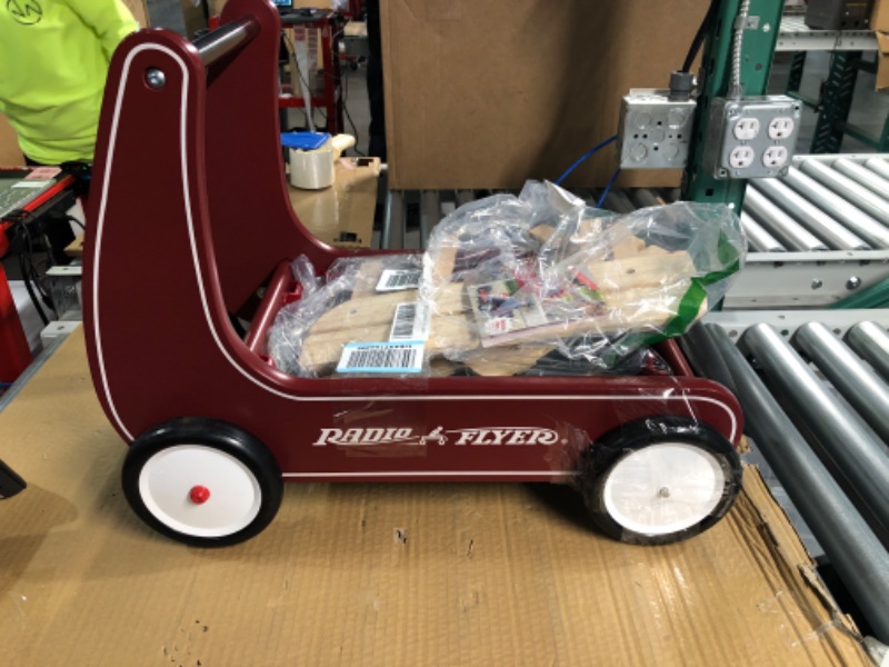 Photo 2 of (minor damage) Radio Flyer Classic Walker Wagon, Sit to Stand Toddler Toy, Wood Walker, For Ages 1-4, Red