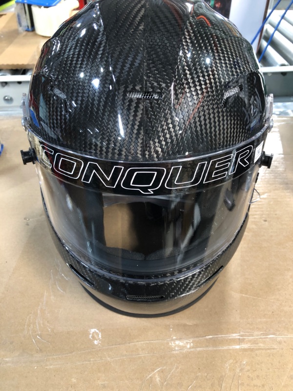 Photo 2 of (BLACK) Conquer Snell SA2020 Aerodynamic Vented Full Face Auto Racing Helmet X-Large Black