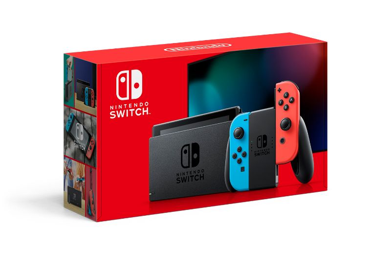 Photo 1 of Nintendo Switch Console with Neon Blue & Red Joy-Con.