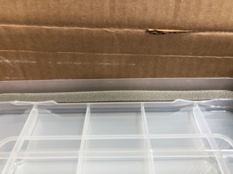 Photo 3 of **MINOR CRACK ON ONE LID**
5-count IRIS USA 19 Quart WEATHERPRO Plastic Storage Box