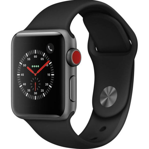 Photo 1 of Apple Watch Series 3 - 42mm- GPS + Cellular - Space Gray Aluminum Case - Black Band 