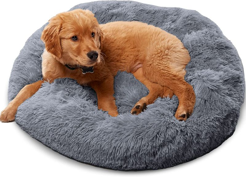 Photo 1 of Active Pets Plush Calming Dog Bed, Donut Dog Bed Small 23" Dark Grey