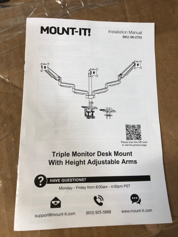 Photo 3 of Mount-It! Triple Monitor Mount | Desk Stand with USB and Audio Ports