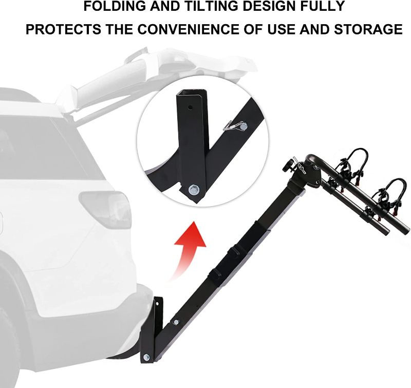 Photo 2 of JUVENED 2 Bike Hitch Universal Mount Double Foldable Rack, 2" Hitch Receiver, Universal Adapter and Adjustable Bolt