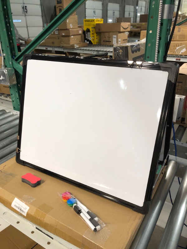 Photo 3 of Small Whiteboard Dry Erase Boards, Portable White Board Double Sided Magnetic Board Stand, Foldable  24x18 Inch - Ivory Black