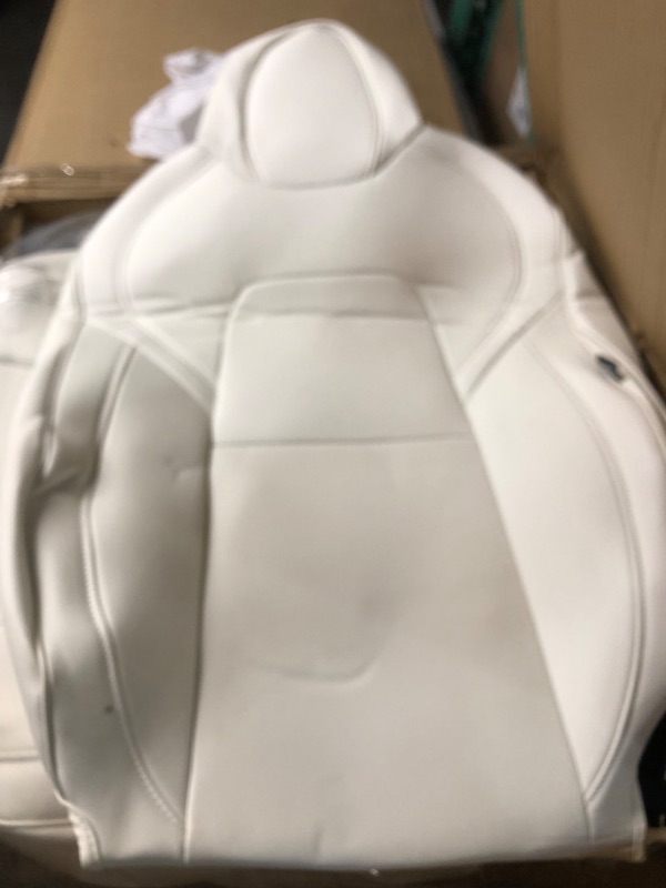 Photo 2 of Maysoo Tesla Model 3 Seat Covers White car seat Covers Nappa Leather Car Seat Covers, for Tesla Model 3 2023 2022-2017 Car Interior Cover(White-Nappa,Model 3(Full Set)) white nappa model 3(full set)