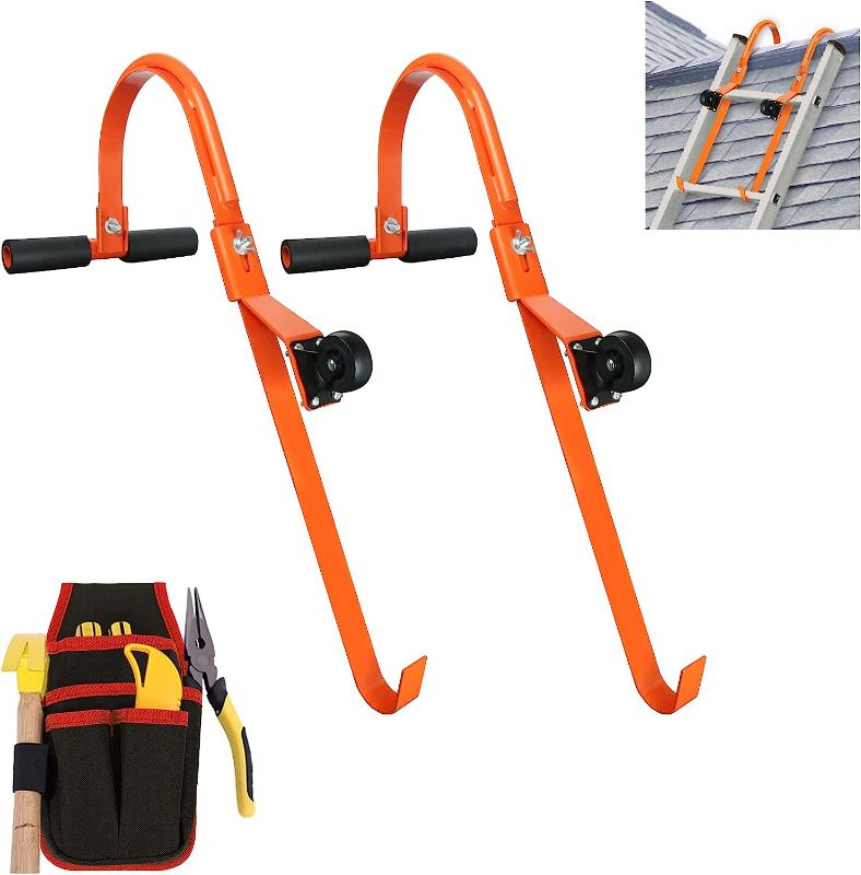 Photo 1 of 2 Pack Heavy Duty Ladder Stabilizer with Fixed Wheel Rubber Grip T-Bar, 