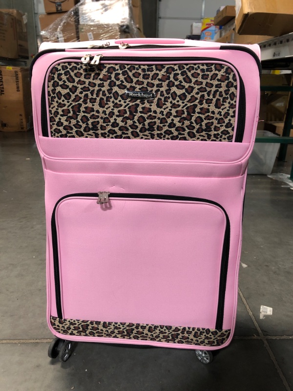 Photo 2 of (READ NOTES) Rockland 5pc Luggage Set - Pink Leopard 13 x 10 x 20 inches
