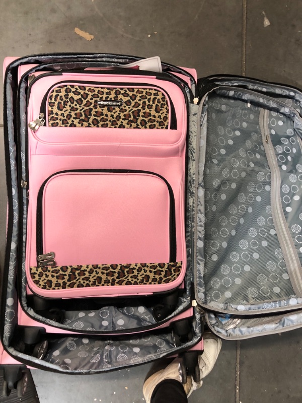 Photo 6 of (READ NOTES) Rockland 5pc Luggage Set - Pink Leopard 13 x 10 x 20 inches
