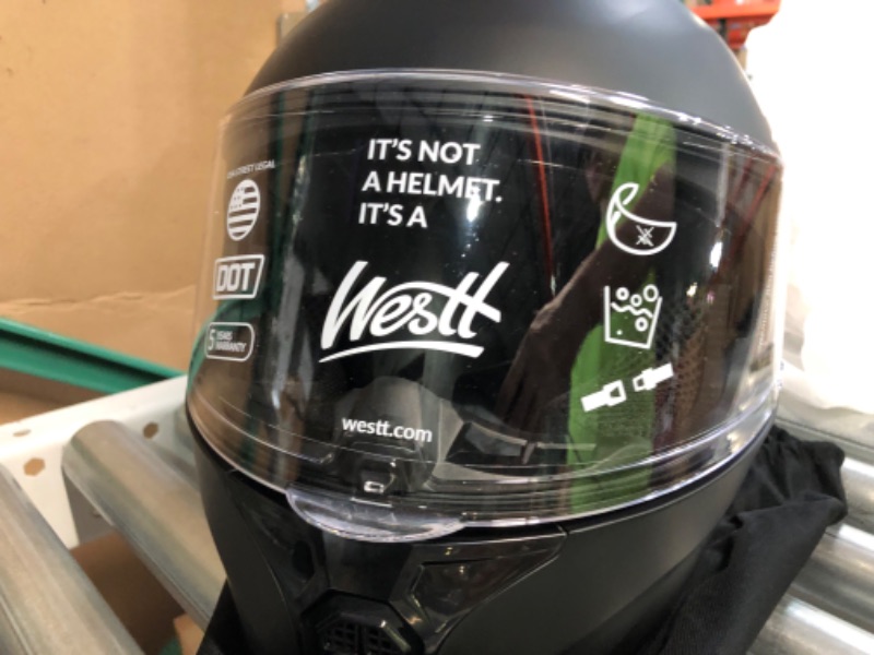 Photo 3 of Westt Full Face Helmet - Dirt Bike Helmets with Dual Visor DOT Approved Compact Lightweight - Storm X Grey Black White S (20.87-21.26 in) 