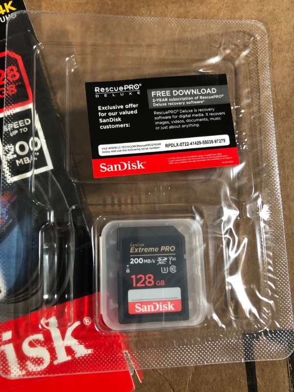 Photo 3 of SanDisk 128GB Extreme PRO SDXC UHS-I Memory Card - C10, U3, V30, 4K UHD, SD Card - SDSDXXD-128G-GN4IN 128GB Memory Card Only