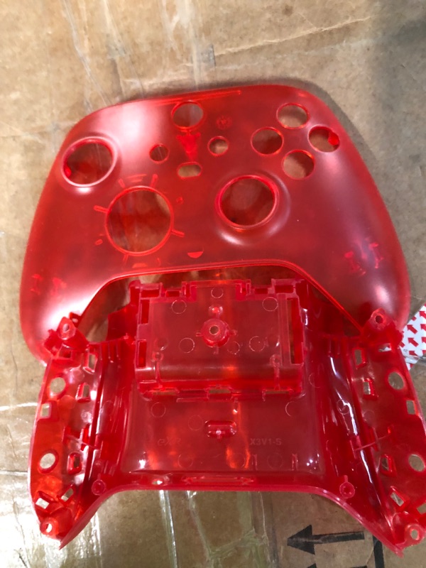 Photo 2 of eXtremeRate Transparent Red Controller Full Set Housing Shell Case w/Buttons for Xbox Series X/S, Custom Replacement Side Rails Front Back Plate Cover for Xbox Series S & Xbox Series X Controller Clear Red