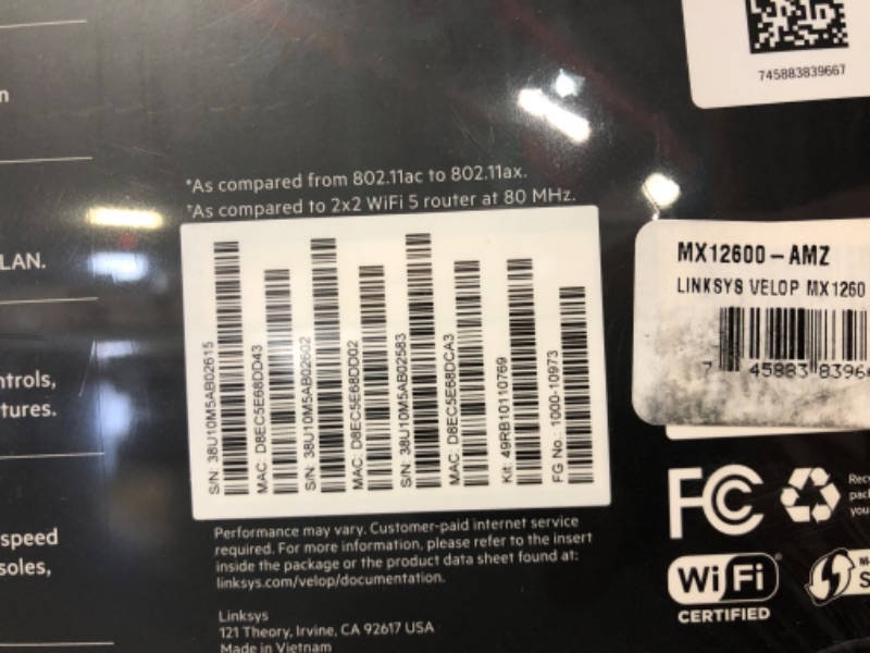 Photo 2 of BRAND NEW*Linksys MX12600 Velop Intelligent Mesh WiFi 6 System: AX4200, Tri-Band Wireless Network for Full-Speed Home Coverage, 