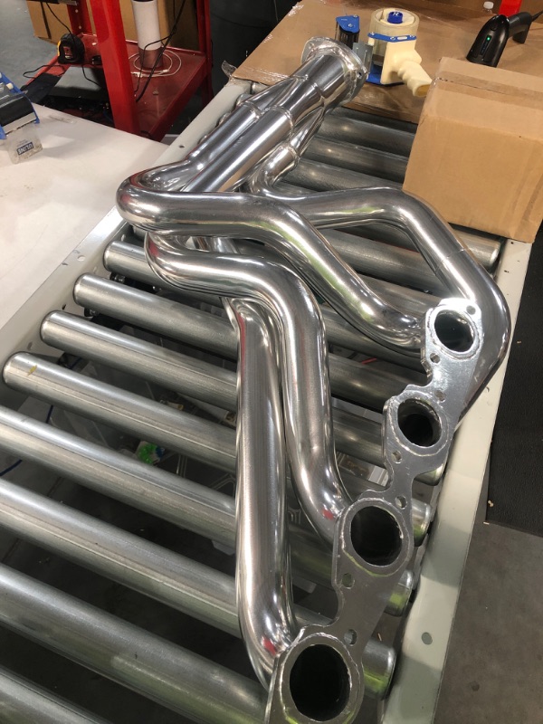 Photo 3 of BBK 1519 1-5/8" Long Tube Full Length High Flow Performance Exhaust Headers for Ford Mustang 5.0L - Chrome Finish, Silver