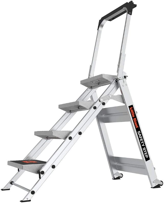 Photo 1 of  Safety Step Ladder Four Step with Bar, 2 x 11-Inch & Jumbo Step, 2-Step, 2 Foot, 375 lbs Weight Rating, 