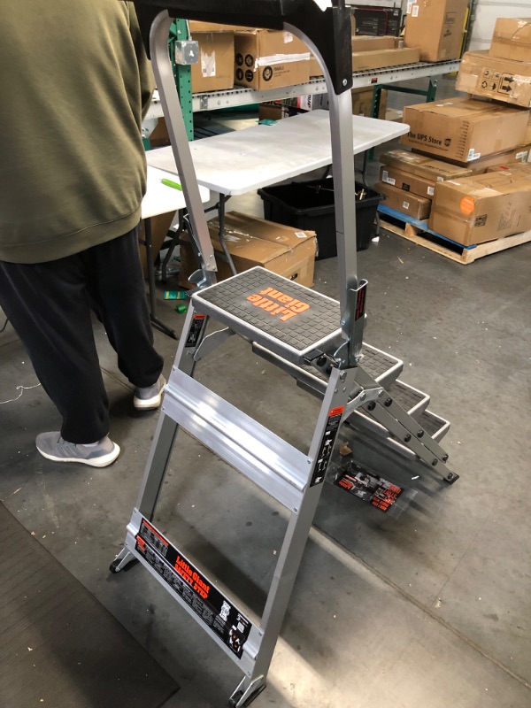 Photo 2 of  Safety Step Ladder Four Step with Bar, 2 x 11-Inch & Jumbo Step, 2-Step, 2 Foot, 375 lbs Weight Rating, 