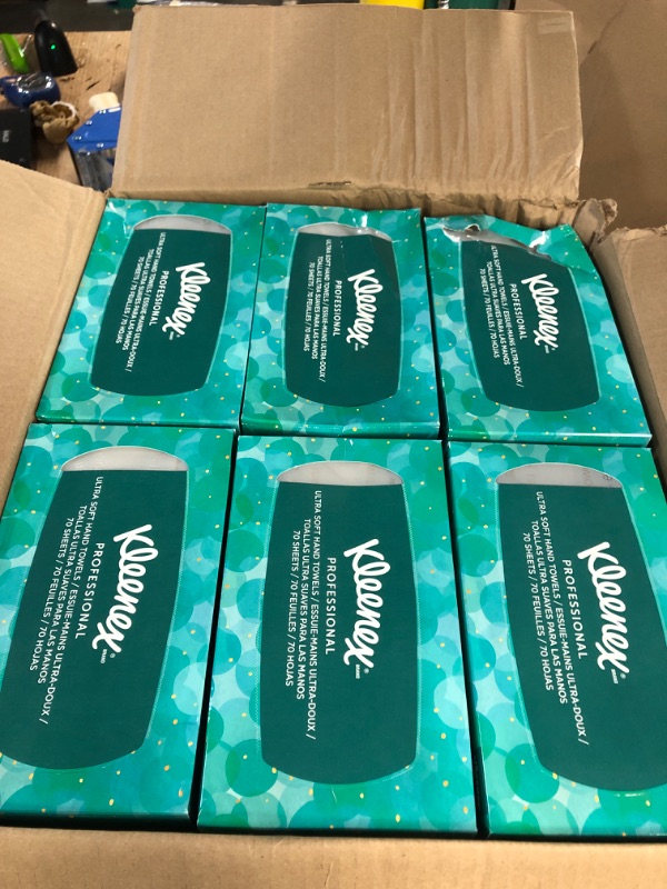 Photo 2 of Kleenex Hand Towels (11268), Ultra Soft and Absorbent, Pop-Up Box, 18 Boxes / Case, 70 Paper Hand Towels / Box, 1,260 Sheets / Case