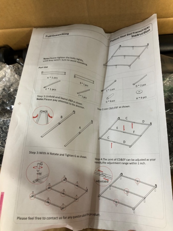 Photo 2 of [USED] JOM Metal Bed Frame King Size Platform Bedframe 