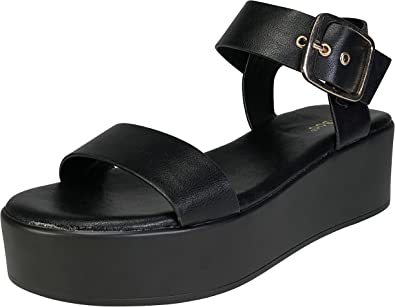 Photo 1 of BAMBOO® Women's Single Band Platform Footbed Sandal with Quarter Strap --- SIZE 10