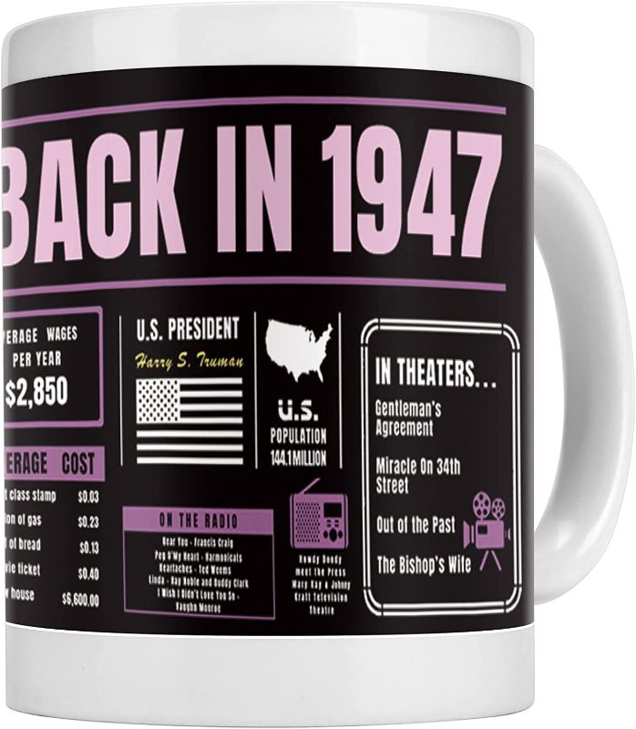 Photo 1 of 75th Birthday Decorations Gifts - Back In 1947 Coffee Mug