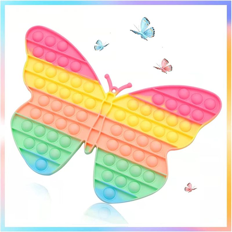 Photo 1 of Jumbo Push Pink Butterfly Fidget Toy, Giant Pop Sensory Toy, Huge Push Pop Bubble for Kid Children and Adult Decompression and Emotion Anxiety Relief Tool 2 pack 
