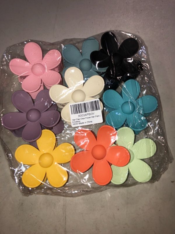Photo 1 of 9 PIECES FLOWER CLAW CLIPS HAIR JAW CLIPS FOR WOMEN GIRLS THICK HAIR ETC 