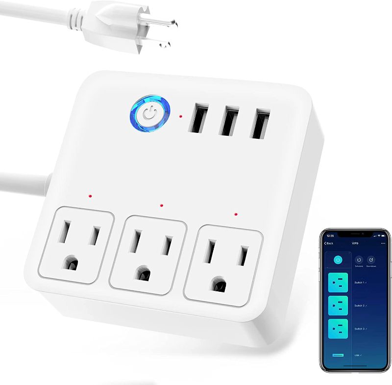 Photo 1 of Gosund 3 USB 3 Charging Port Smart Power Strip Plug For Alexa Google 10A ...Smart Plug Power Strip, WiFi Surge Protector Work with Alexa Google Home, Smart Outlets with 3 USB 3 Charging Port, Multi-Plug Extender for Home Office Cruise Ship Travel, 10A