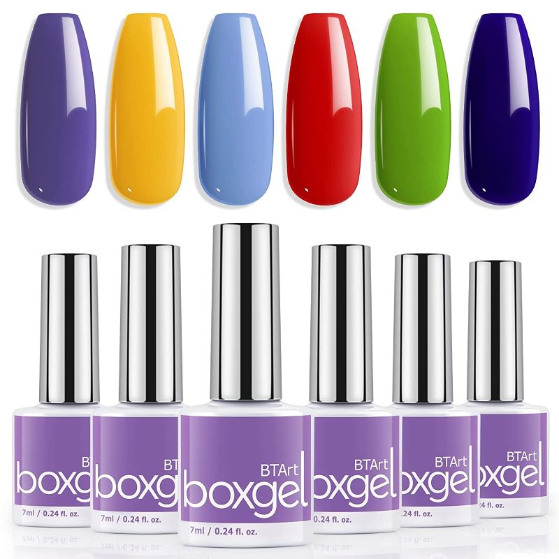 Photo 2 of 2 COUNT OF DIFFERENT COLORS Summer Gel Nail Polish Set - 6 Colors Gel Nail Polish 2022 BTArtbox Red Green Blue Joker Purble Place Gel Polish Set Soak off Gel Nail Polish Kit with French Nail + Summer Gel Nail Polish Set - 6 Colors Gel Nail Polish 2022 BTA