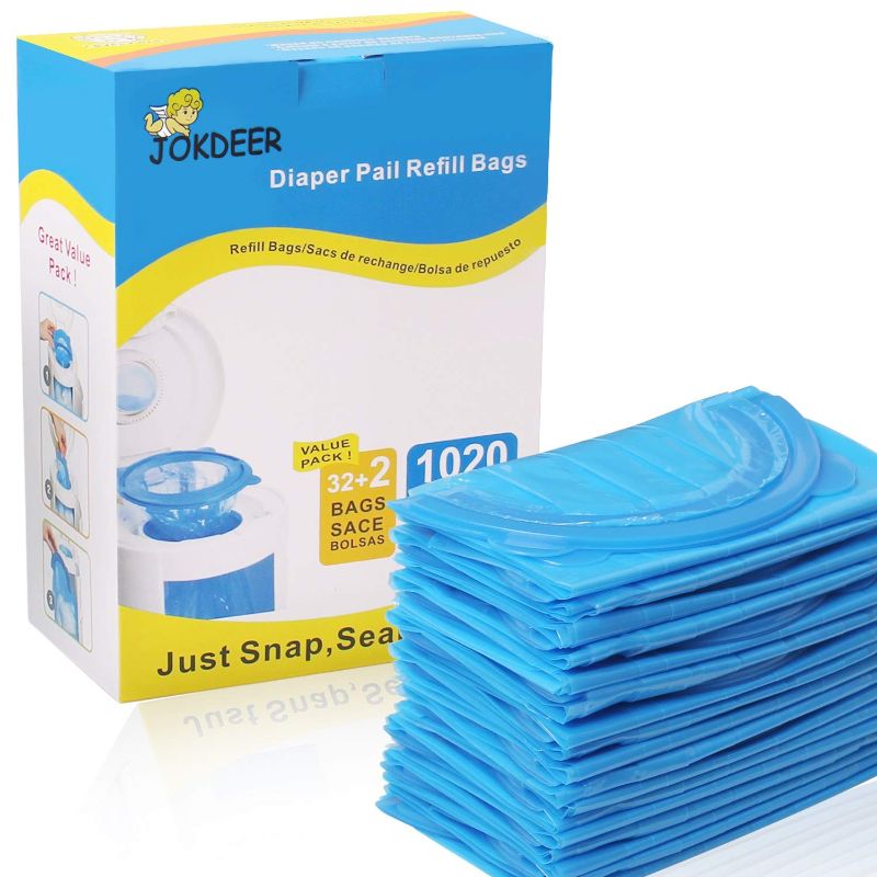 Photo 1 of Diaper Pail Refill Bags 1020 Counts 34 Bags Fully Compatible with Arm&Hammer Disposal System Diaper Pail Snap, Seal and Toss Refill Bags