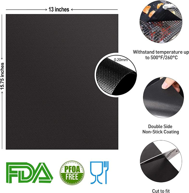 Photo 2 of [Thickness UP]HEADMALL Grill Mat, Thickest 600 Degrees BBQ Grill Mat(2 Packs), Heavy-Duty BBQ Mat Non-Stick & Reusable & Easy-Clean, Used by BBQ Aficionado & Professional Chefs Worldwide