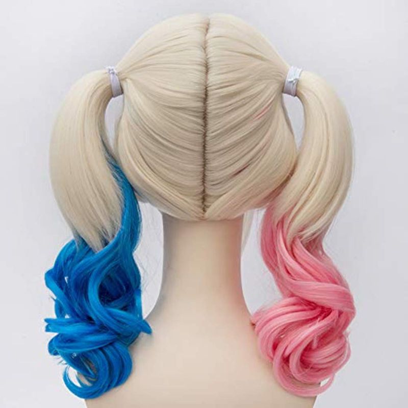 Photo 2 of Bopocoko Blonde Wigs for Women Costume with 2 Ponytails Braided Pink Blue Cute Wigs for Party Halloween BU233BP