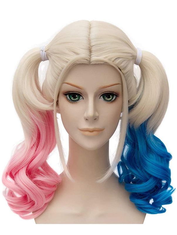 Photo 1 of Bopocoko Blonde Wigs for Women Costume with 2 Ponytails Braided Pink Blue Cute Wigs for Party Halloween BU233BP