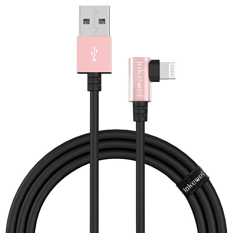 Photo 1 of iPhone Charger Cord 3ft,Right Angle Lightning Cable Fast Charging,Apple MFi Certified 90 Degree Lightning Cable for AirPods/iPad/iPhone14 - iPhone5(Rose Gold)