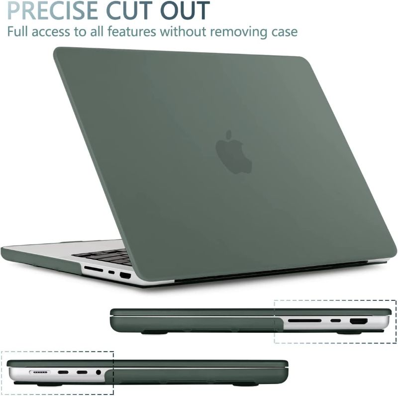 Photo 2 of TWOLSKOO for MacBook Pro 14 inch Case 2022 2021 Release A2442, Frosted Hard Shell Case & Keyboard Cover & Screen Protector Compatible with New MacBook Pro 14 inch M1 Pro/Max, Midnight Green