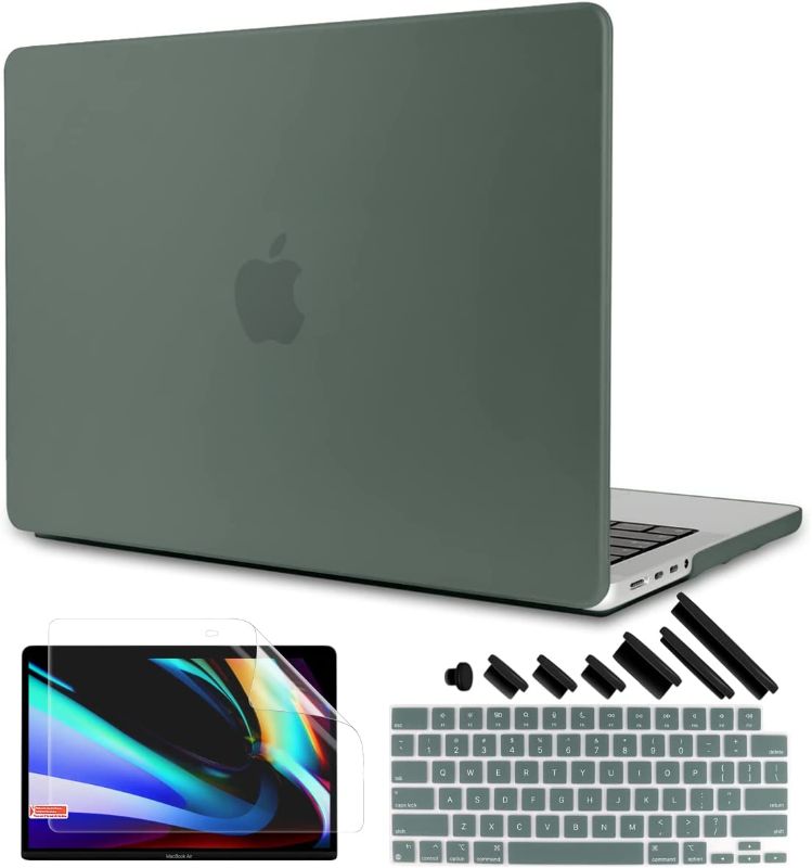 Photo 1 of TWOLSKOO for MacBook Pro 14 inch Case 2022 2021 Release A2442, Frosted Hard Shell Case & Keyboard Cover & Screen Protector Compatible with New MacBook Pro 14 inch M1 Pro/Max, Midnight Green