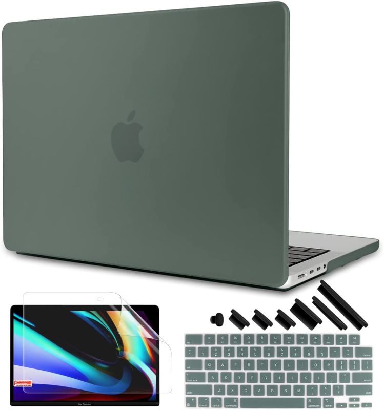 Photo 1 of TWOLSKOO for MacBook Pro 14 inch Case 2022 2021 Release A2442, Frosted Hard Shell Case & Keyboard Cover & Screen Protector Compatible with New MacBook Pro 14 inch M1 Pro/Max, Midnight Green
