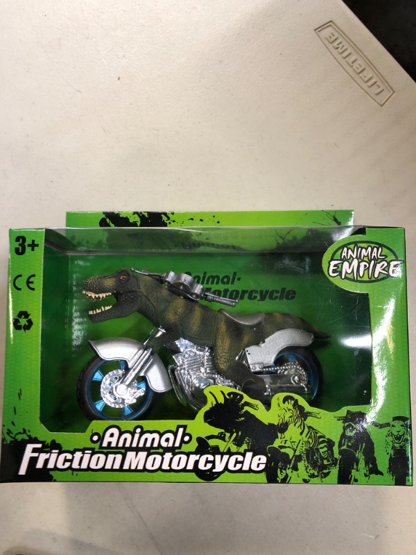 Photo 2 of BigNoseDeer Dinosaur Motorcycle Toys - Animal Friction Motorcycles Toys Dinosaurs Tyrannosaurus T Rex 7.1" x 4"
