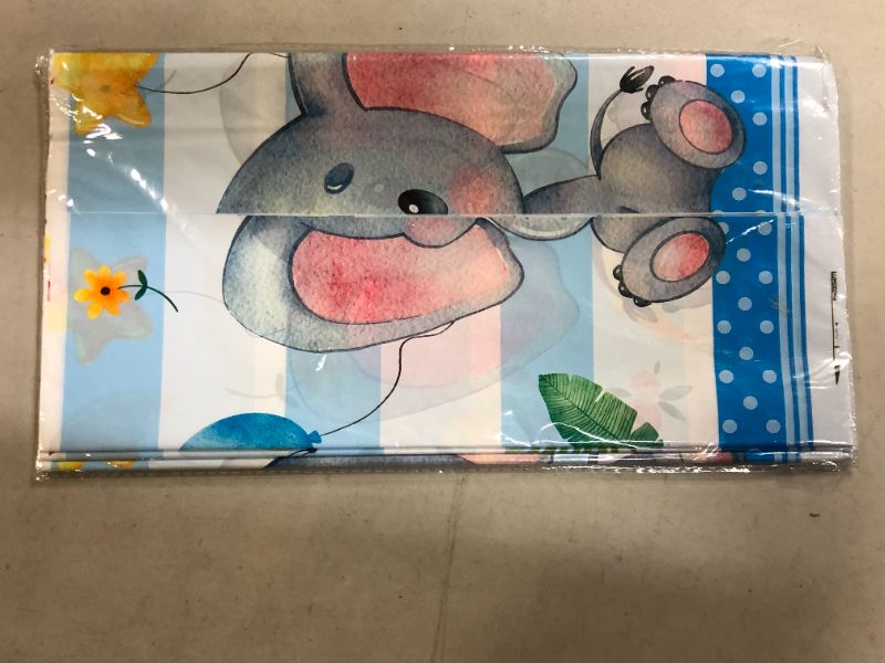 Photo 3 of 3 Pieces Elephant Baby Shower Tablecloths Large Size 108×54 Inch Elephant Table Cover Rectangle Plastic Table Decors Party Decorations Supplies…
