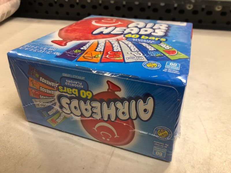 Photo 1 of Airheads Candy Bars, Variety Bulk Box, Chewy Full Size Fruit Taffy, Gifts, Holiday, Parties, Concessions, Pantry, Non Melting, Party, 60 Individually Wrapped Full Size Bars 60 Count (Pack of 1) Exp--08/2024