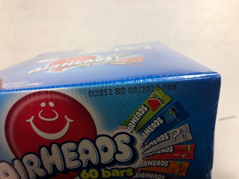 Photo 1 of Airheads Candy Bars, Variety Bulk Box, Chewy Full Size Fruit Taffy, Gifts, Holiday, Parties, Concessions, Pantry, Non Melting, Party, 60 Individually Wrapped Full Size Bars 60 Count (Pack of 1) Exp--08/2024