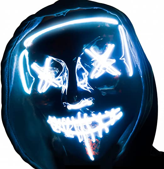 Photo 1 of Anroll Halloween Mask LED Light Up Mask for Festival Cosplay Halloween Costume (2 PACK ) ( WHITE )