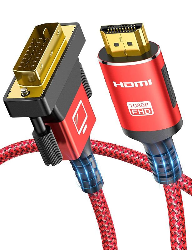 Photo 1 of ?New Version?HDMI to DVI 1080P Cable 6FT, Highwings High-Speed Bi-Directional DVI-D 24+1 Male to HDMI Male Nylon Braid Cable,Gold-Plated Adapter,Aluminum Shell,Compatible PC,Blu-Ray,PS3/4/5 and More ( 2 PACK )
