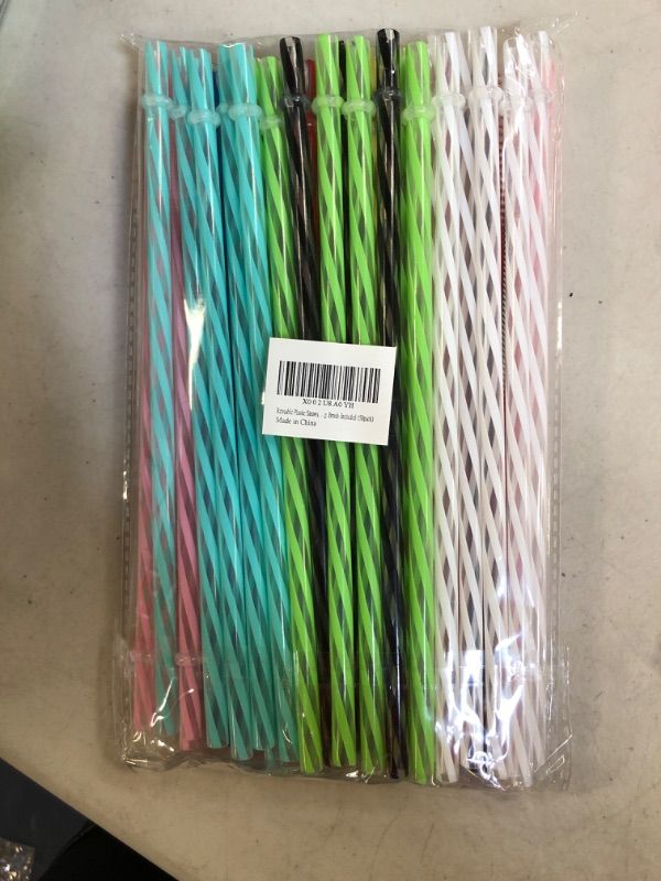 Photo 2 of 50 Pieces Reusable Plastic Straws. BPA-Free, 9 Inch Long Drinking Transparent Straws Fit for Mason Jar, Yeti Tumbler, Cleaning Brush Included